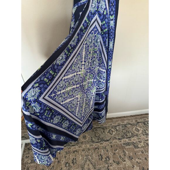 NWT ELIZA J SCARF PRINT MAXI DRESS GOWN HALTER FLORAL BLUE GREEN SZ 6 - Picture 14 of 16
